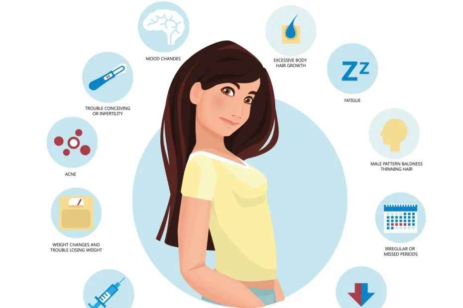 PCOS symptoms illustration